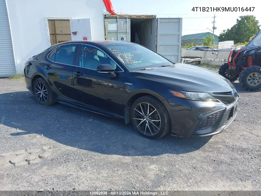 2021 Toyota Camry Hybrid Se VIN: 4T1B21HK9MU016447 Lot: 12062938