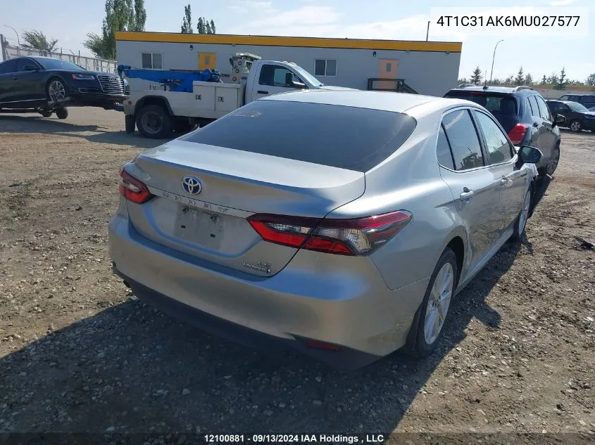 4T1C31AK6MU027577 2021 Toyota Camry Le