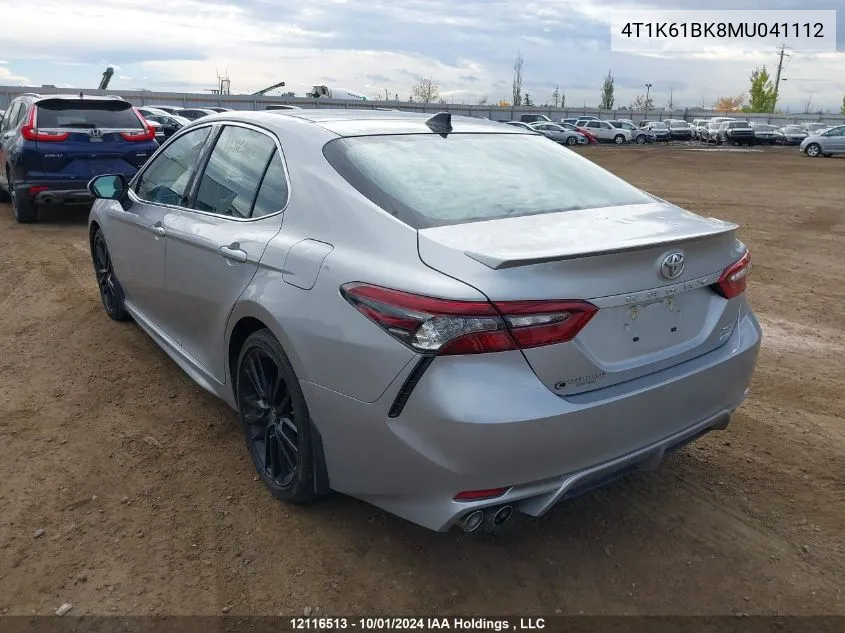 2021 Toyota Camry Xse VIN: 4T1K61BK8MU041112 Lot: 12116513