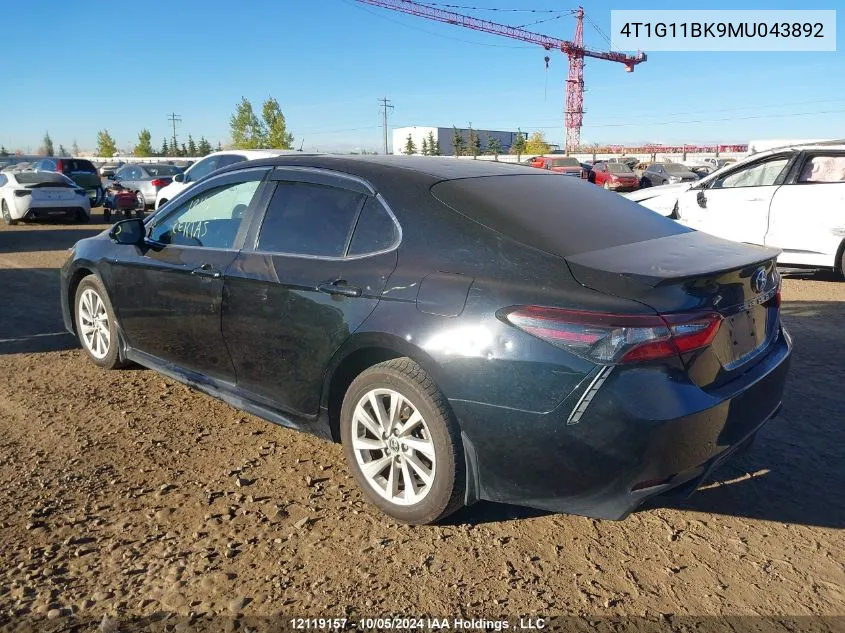 2021 Toyota Camry Se/Se Night Shade VIN: 4T1G11BK9MU043892 Lot: 12119157