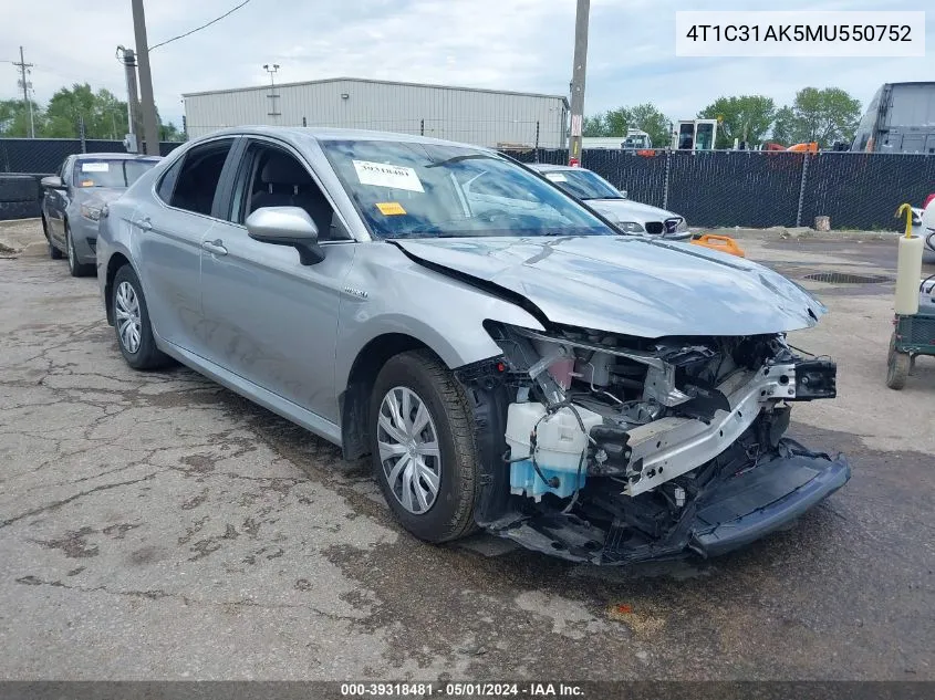 4T1C31AK5MU550752 2021 Toyota Camry Le Hybrid