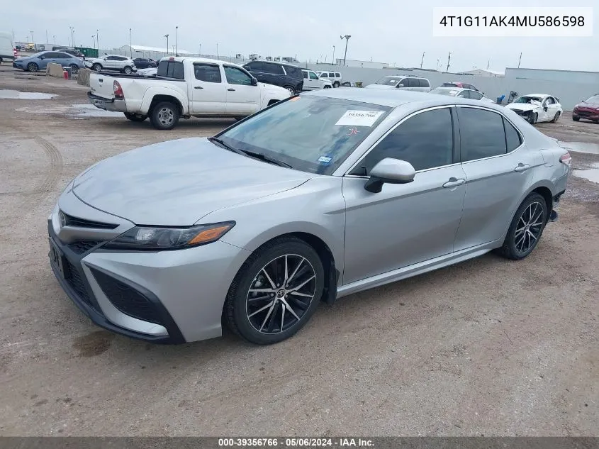 4T1G11AK4MU586598 2021 Toyota Camry Se