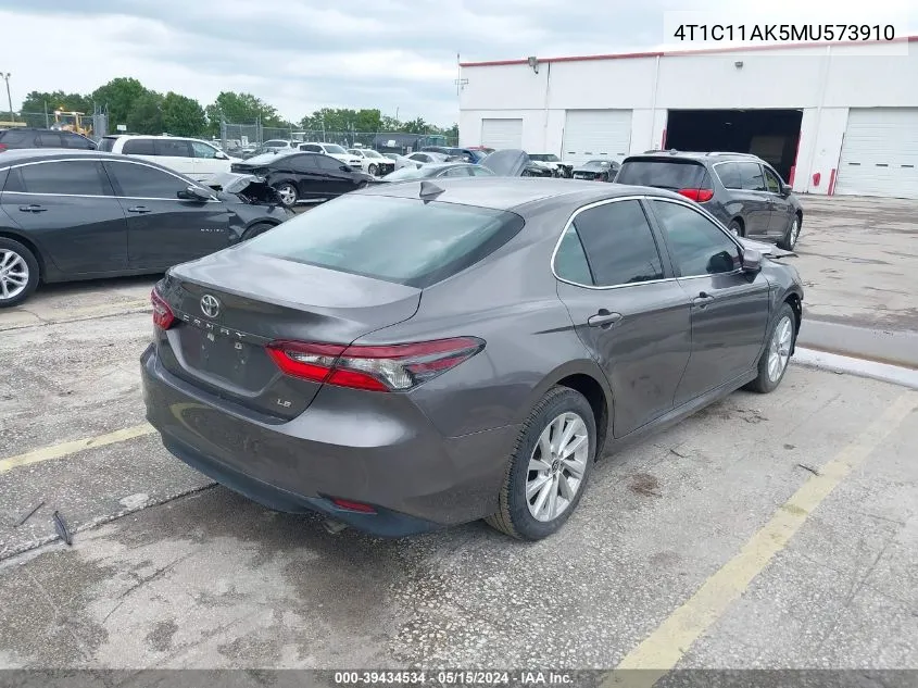 2021 Toyota Camry Le VIN: 4T1C11AK5MU573910 Lot: 39434534