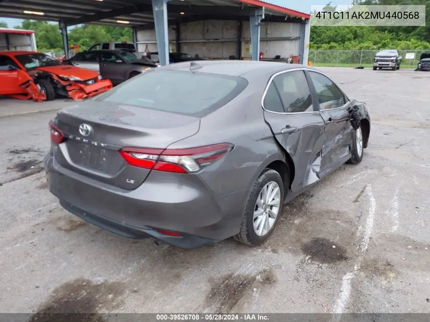 2021 Toyota Camry Le VIN: 4T1C11AK2MU440568 Lot: 39526708