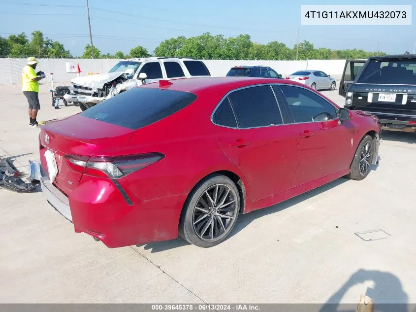 2021 Toyota Camry Se VIN: 4T1G11AKXMU432073 Lot: 39645378