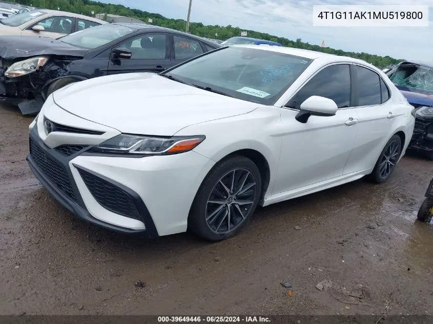 2021 Toyota Camry Se VIN: 4T1G11AK1MU519800 Lot: 39649446