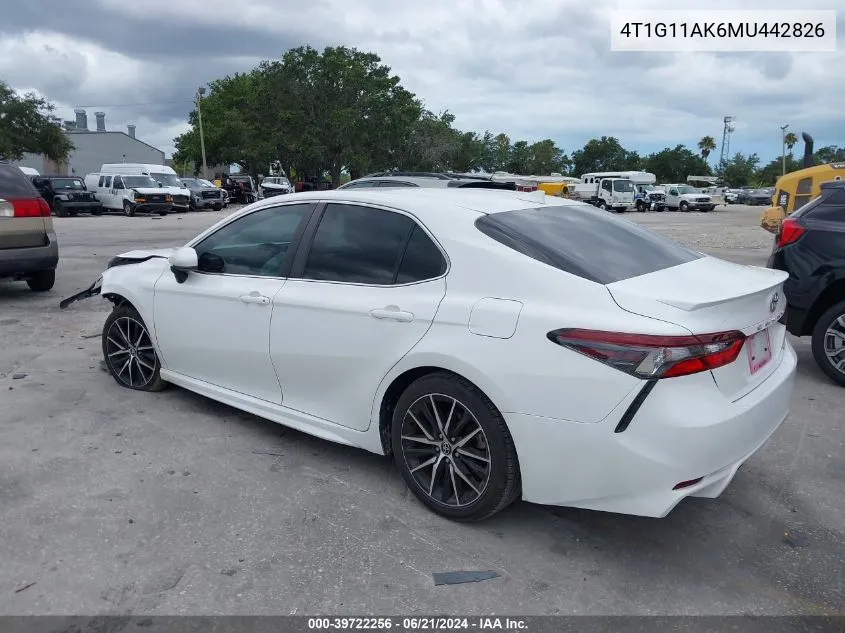 2021 Toyota Camry Se VIN: 4T1G11AK6MU442826 Lot: 39722256