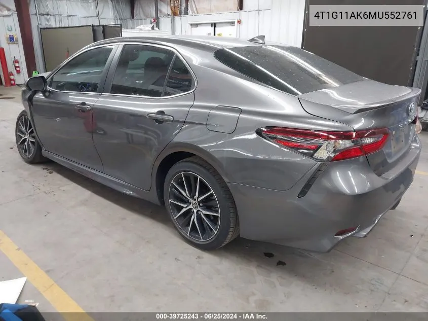 2021 Toyota Camry Se VIN: 4T1G11AK6MU552761 Lot: 39725243