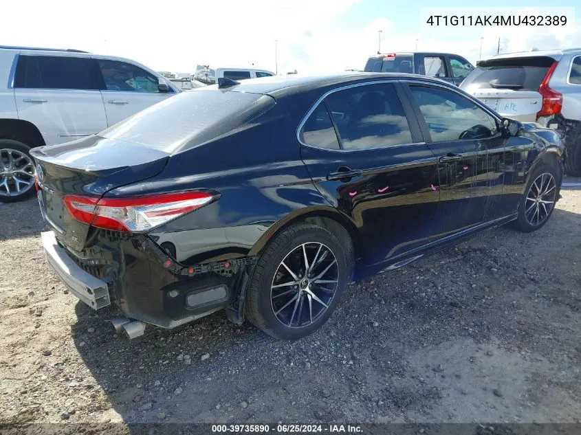 4T1G11AK4MU432389 2021 Toyota Camry Se