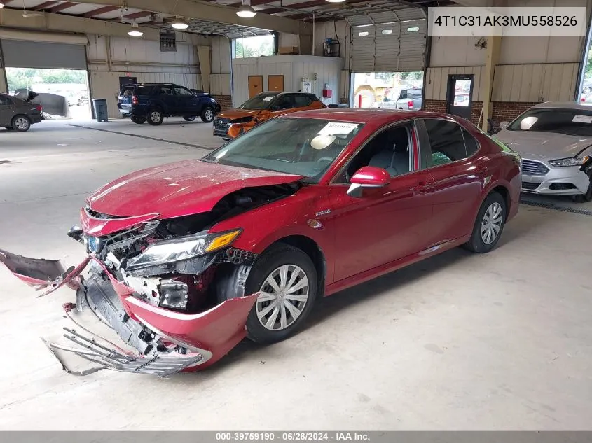 4T1C31AK3MU558526 2021 Toyota Camry Le Hybrid