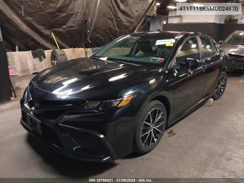 2021 Toyota Camry Se Awd VIN: 4T1T11BK5MU024870 Lot: 39785421