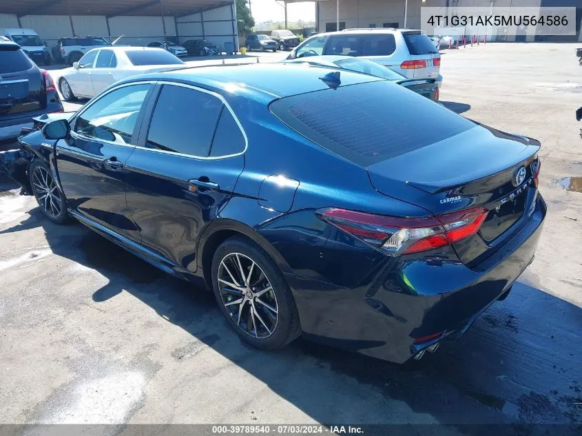 2021 Toyota Camry Se Hybrid VIN: 4T1G31AK5MU564586 Lot: 39789540