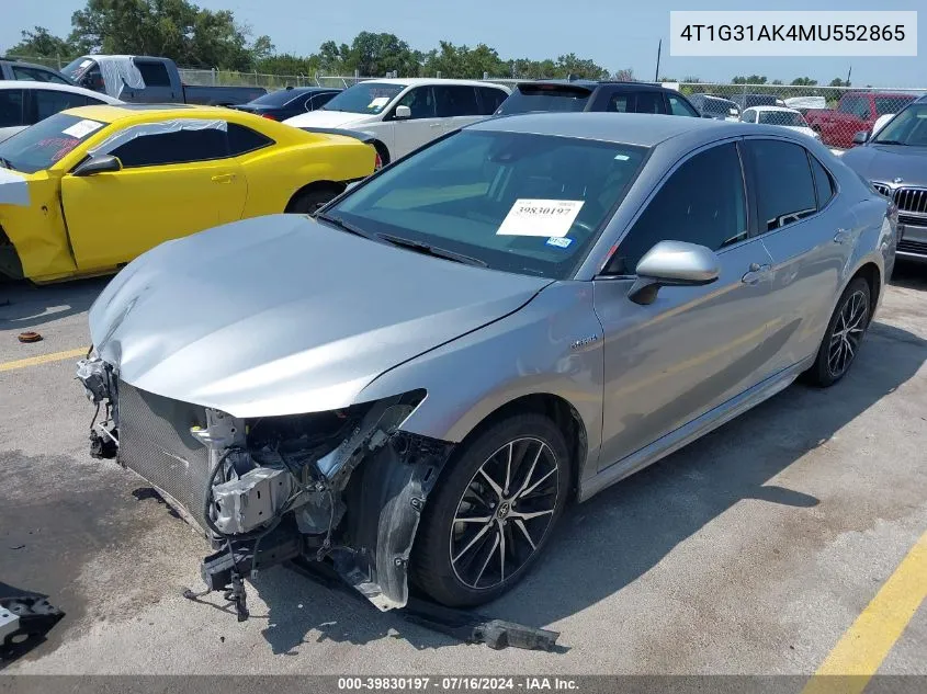 4T1G31AK4MU552865 2021 Toyota Camry Se Hybrid