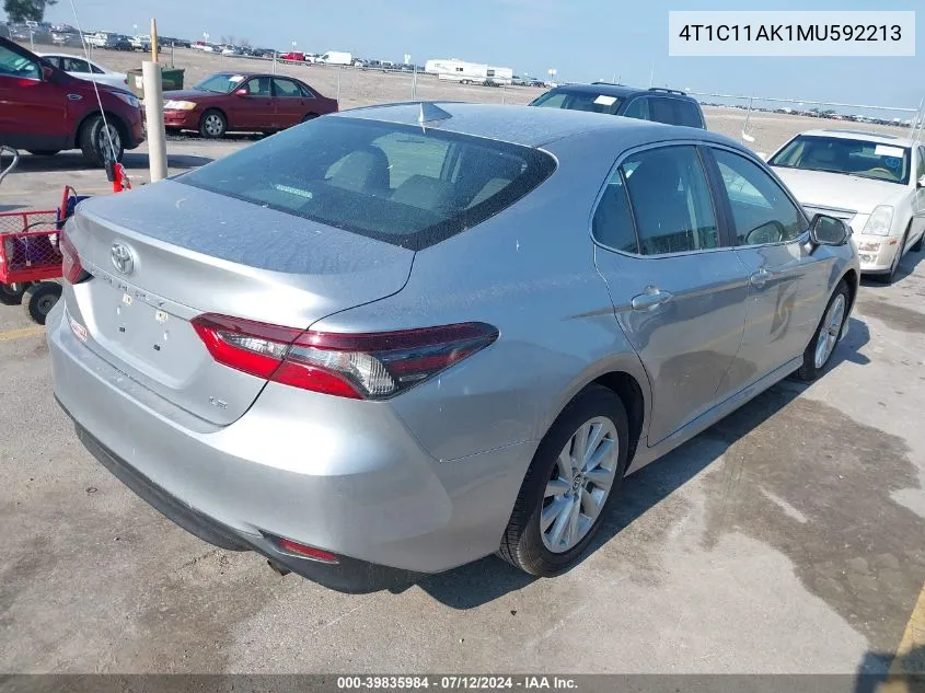 2021 Toyota Camry Le VIN: 4T1C11AK1MU592213 Lot: 39835984