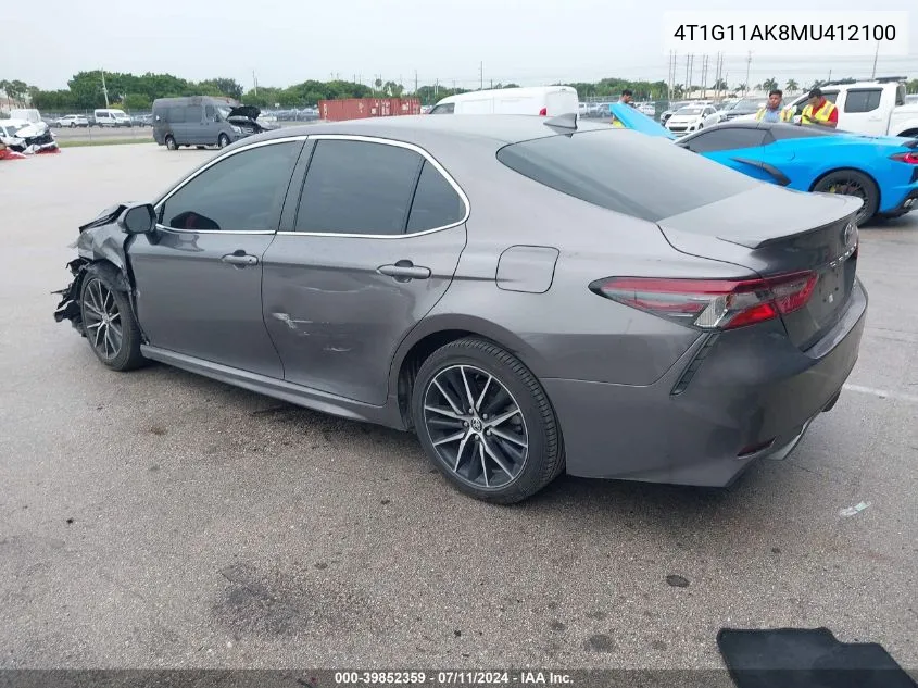 2021 Toyota Camry Se VIN: 4T1G11AK8MU412100 Lot: 39852359