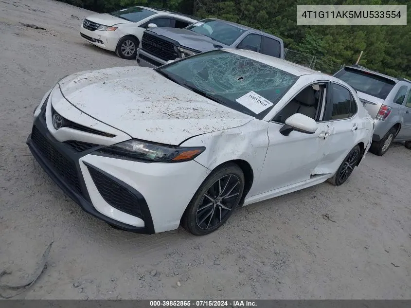 2021 Toyota Camry Se VIN: 4T1G11AK5MU533554 Lot: 39852865