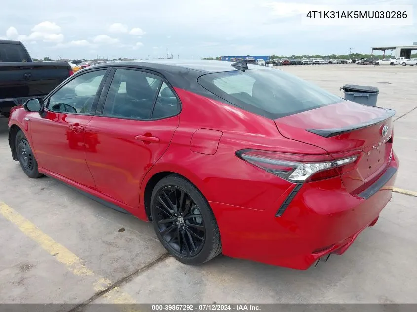 2021 Toyota Camry Xse Hybrid VIN: 4T1K31AK5MU030286 Lot: 39857292