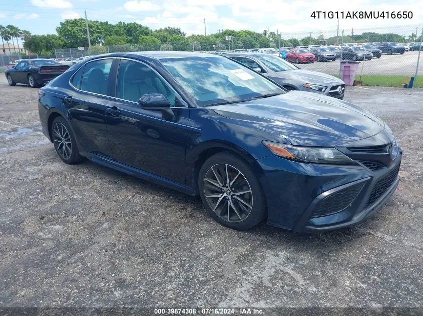 4T1G11AK8MU416650 2021 Toyota Camry Se