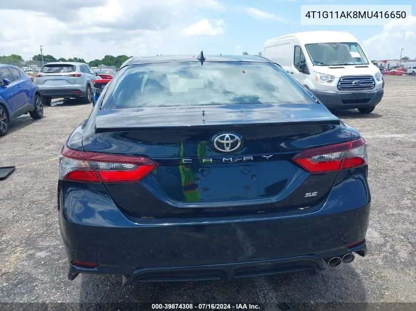 4T1G11AK8MU416650 2021 Toyota Camry Se