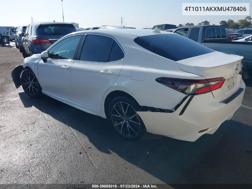 2021 Toyota Camry Se VIN: 4T1G11AKXMU478406 Lot: 39885018