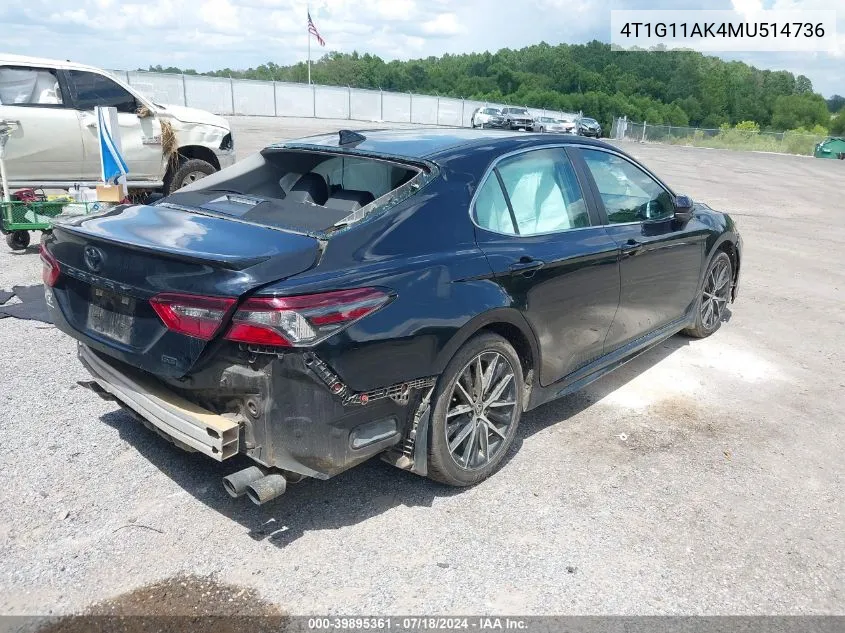 2021 Toyota Camry Se VIN: 4T1G11AK4MU514736 Lot: 39895361