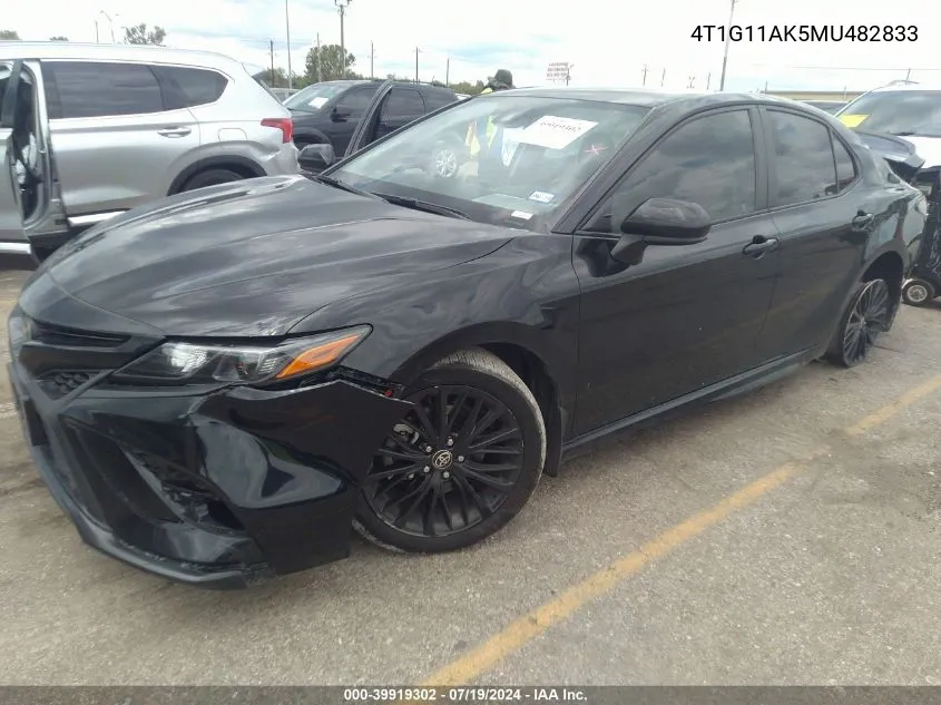 4T1G11AK5MU482833 2021 Toyota Camry Se Nightshade Edition