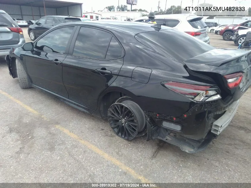 2021 Toyota Camry Se Nightshade Edition VIN: 4T1G11AK5MU482833 Lot: 39919302