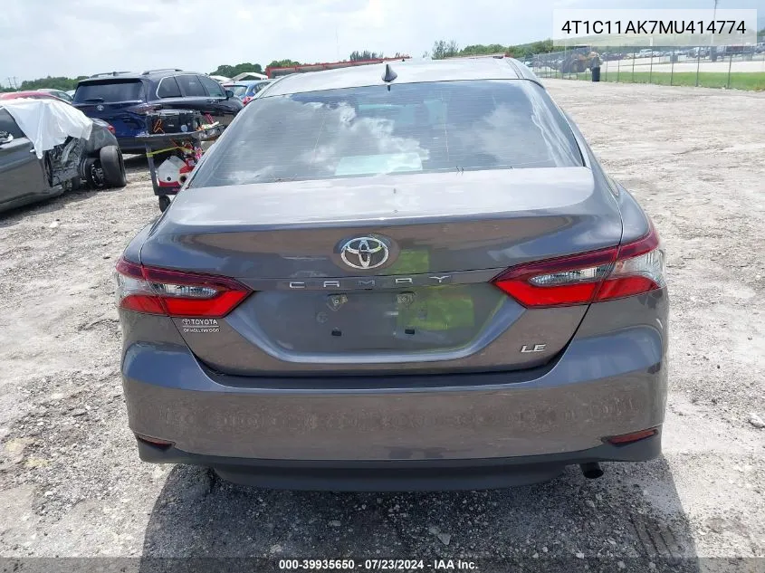 4T1C11AK7MU414774 2021 Toyota Camry Le