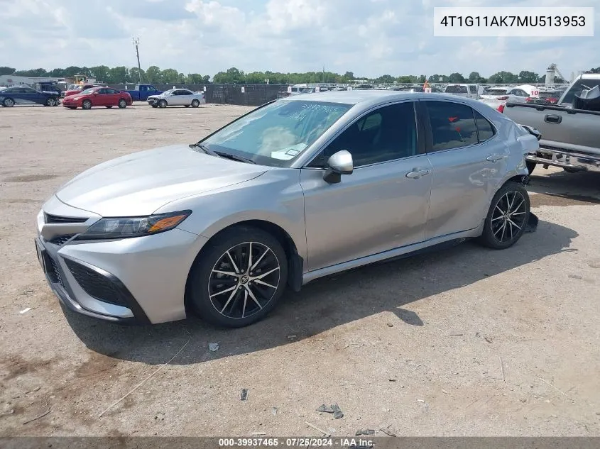 2021 Toyota Camry Se VIN: 4T1G11AK7MU513953 Lot: 39937465