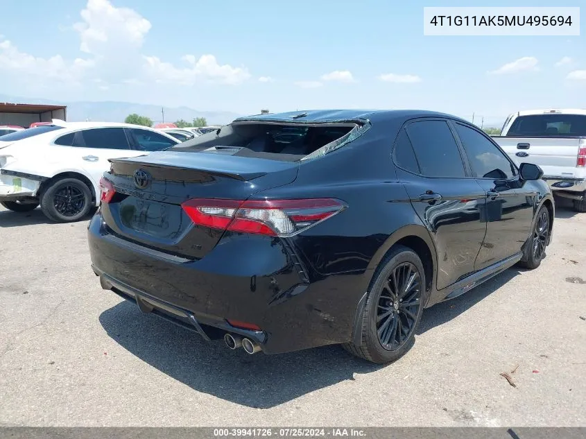 2021 Toyota Camry Se Nightshade Edition VIN: 4T1G11AK5MU495694 Lot: 39941726