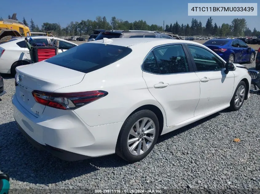 2021 Toyota Camry Le Awd VIN: 4T1C11BK7MU033439 Lot: 39971116