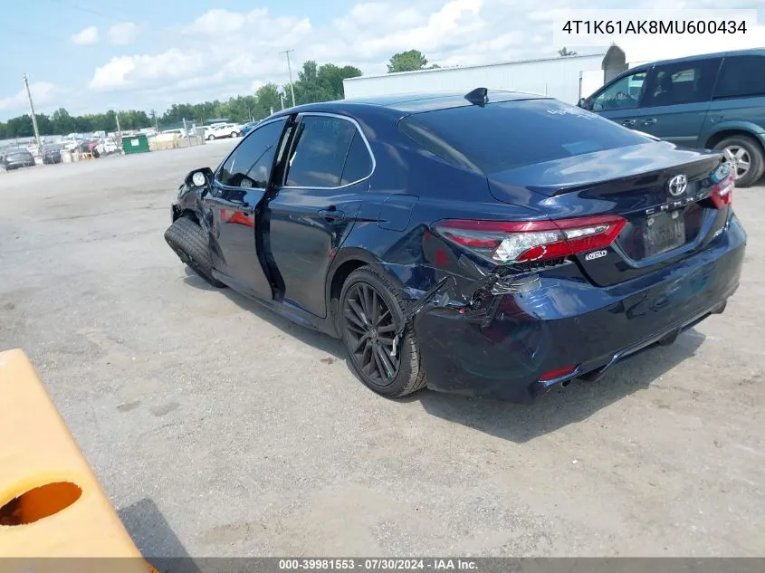 4T1K61AK8MU600434 2021 Toyota Camry Xse