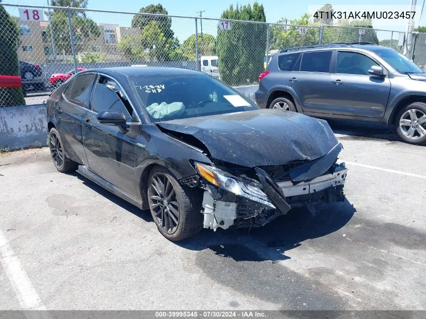 2021 Toyota Camry Xse Hybrid VIN: 4T1K31AK4MU023457 Lot: 39995345