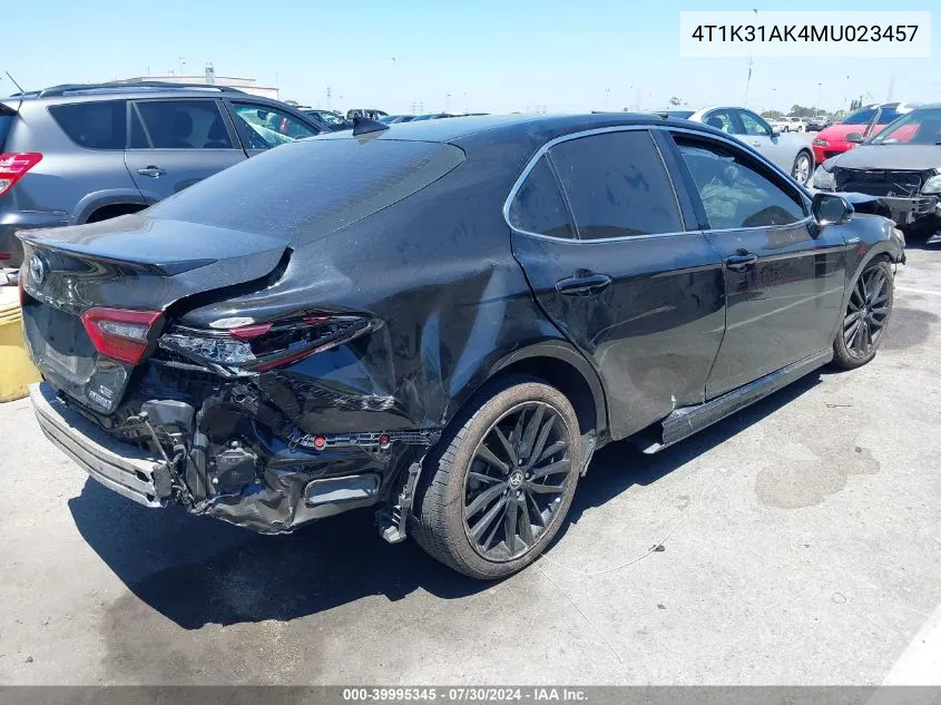 4T1K31AK4MU023457 2021 Toyota Camry Xse Hybrid