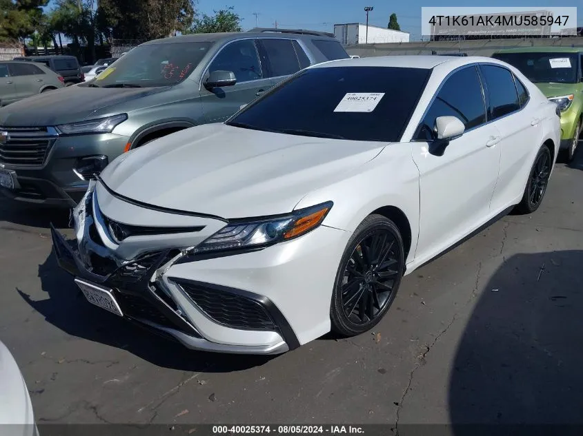 2021 Toyota Camry Xse VIN: 4T1K61AK4MU585947 Lot: 40025374