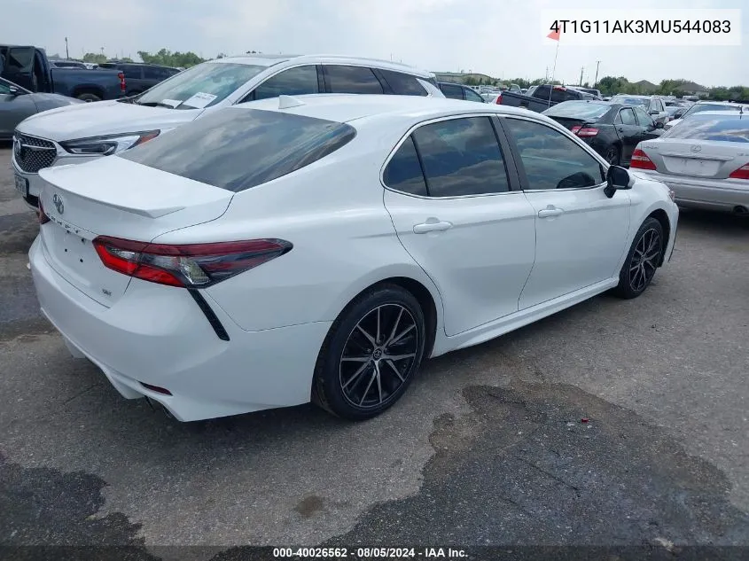 2021 Toyota Camry Se VIN: 4T1G11AK3MU544083 Lot: 40026562