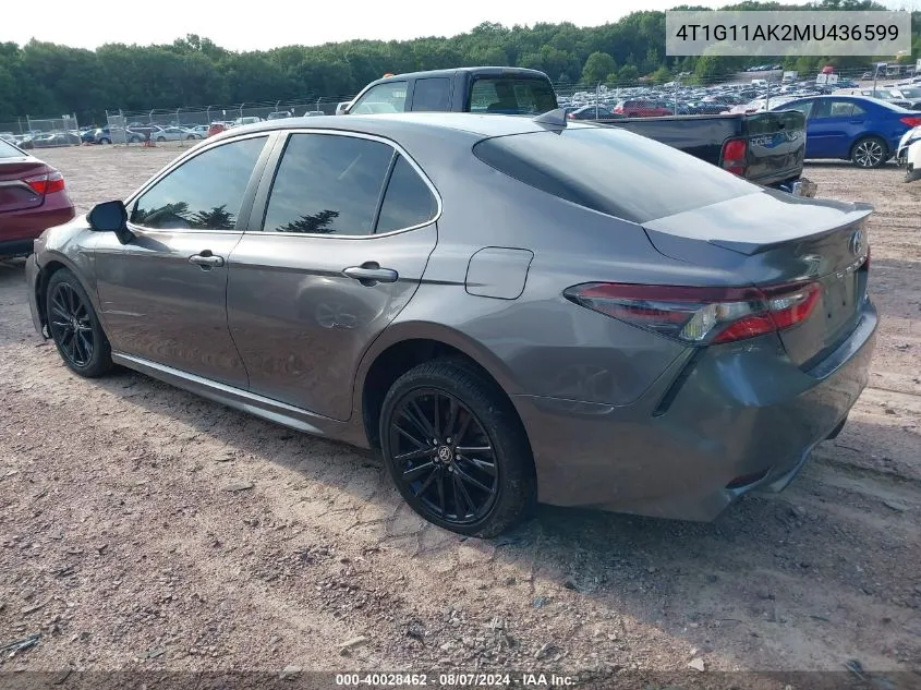 2021 Toyota Camry Se VIN: 4T1G11AK2MU436599 Lot: 40028462