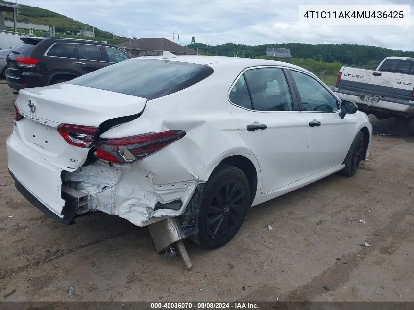 4T1C11AK4MU436425 2021 Toyota Camry Le