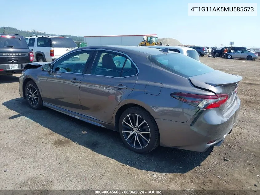 2021 Toyota Camry Se VIN: 4T1G11AK5MU585573 Lot: 40045603