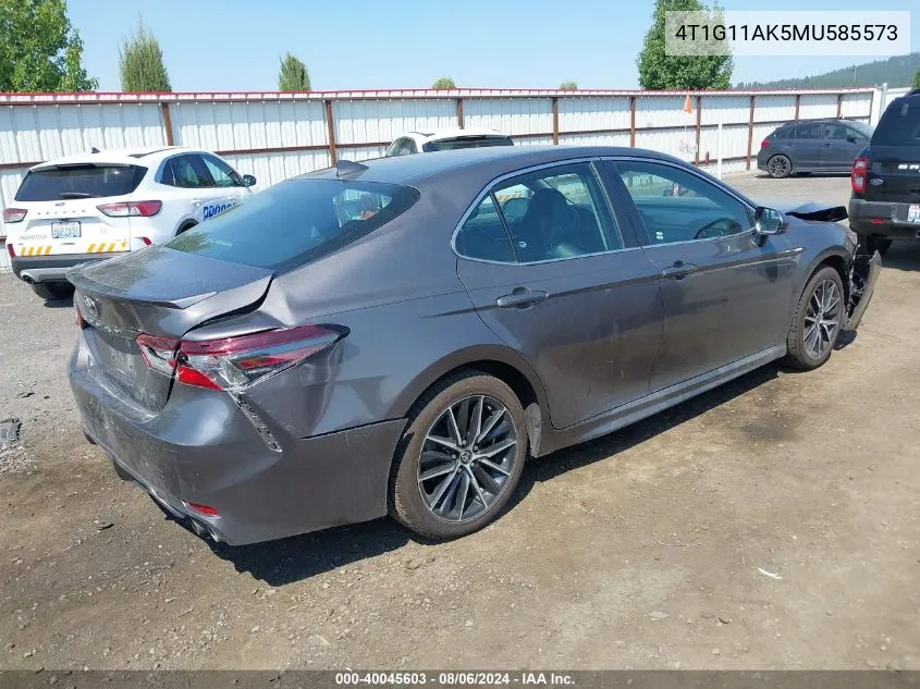 2021 Toyota Camry Se VIN: 4T1G11AK5MU585573 Lot: 40045603