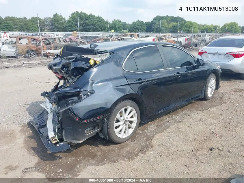 4T1C11AK1MU513008 2021 Toyota Camry Le