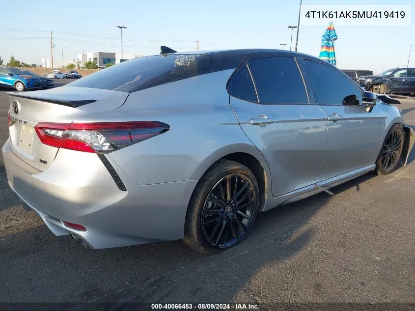 2021 Toyota Camry Xse VIN: 4T1K61AK5MU419419 Lot: 40066483