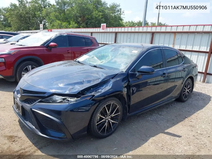 2021 Toyota Camry Se VIN: 4T1G11AK7MU550906 Lot: 40067795