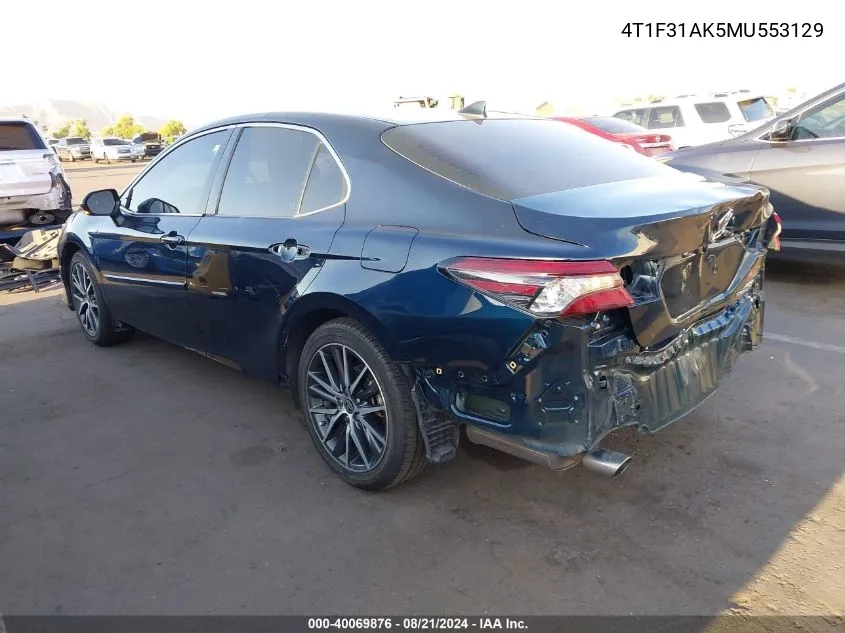 2021 Toyota Camry Xle Hybrid VIN: 4T1F31AK5MU553129 Lot: 40069876