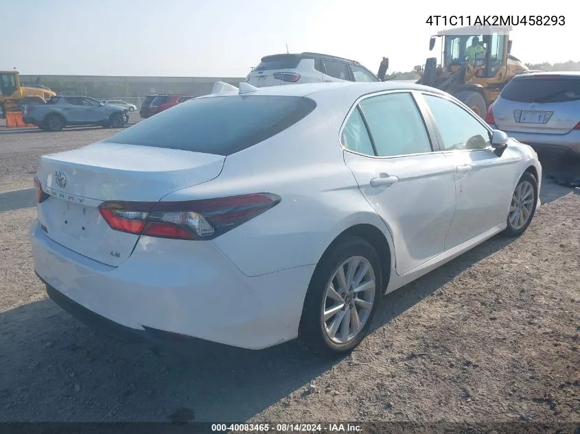 2021 Toyota Camry Le VIN: 4T1C11AK2MU458293 Lot: 40083465