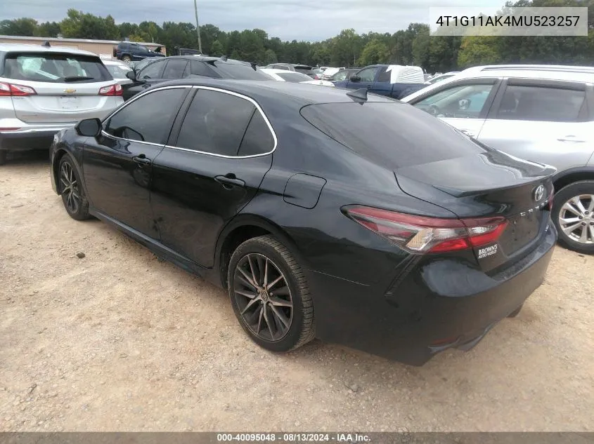 2021 Toyota Camry Se VIN: 4T1G11AK4MU523257 Lot: 40095048