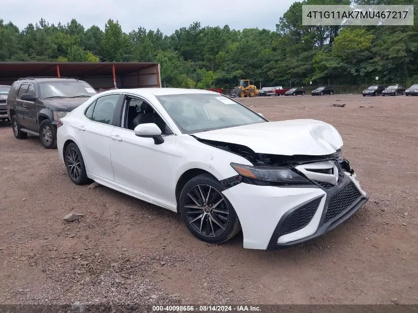 2021 Toyota Camry Se VIN: 4T1G11AK7MU467217 Lot: 40098656