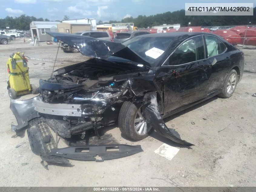 4T1C11AK7MU429002 2021 Toyota Camry Le