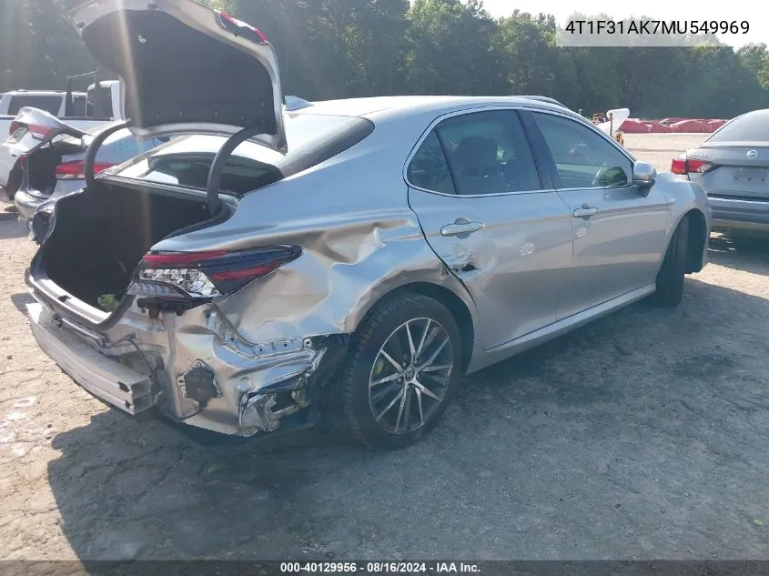 4T1F31AK7MU549969 2021 Toyota Camry Xle Hybrid