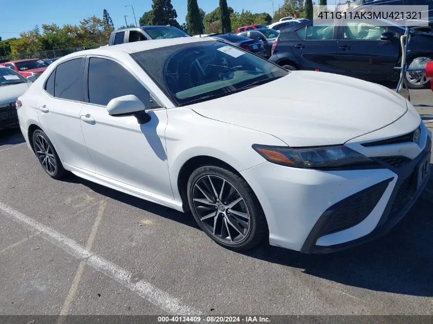 2021 Toyota Camry Se VIN: 4T1G11AK3MU421321 Lot: 40134409